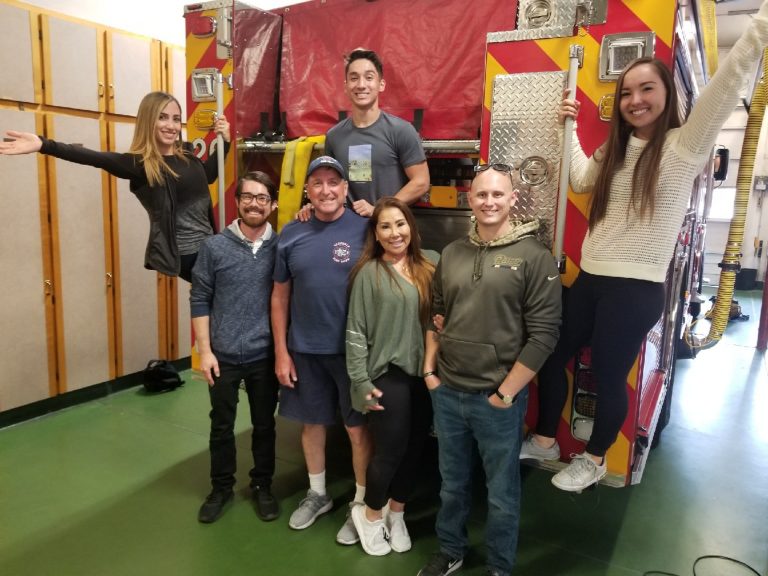 Jim Clark with family at the firehouse